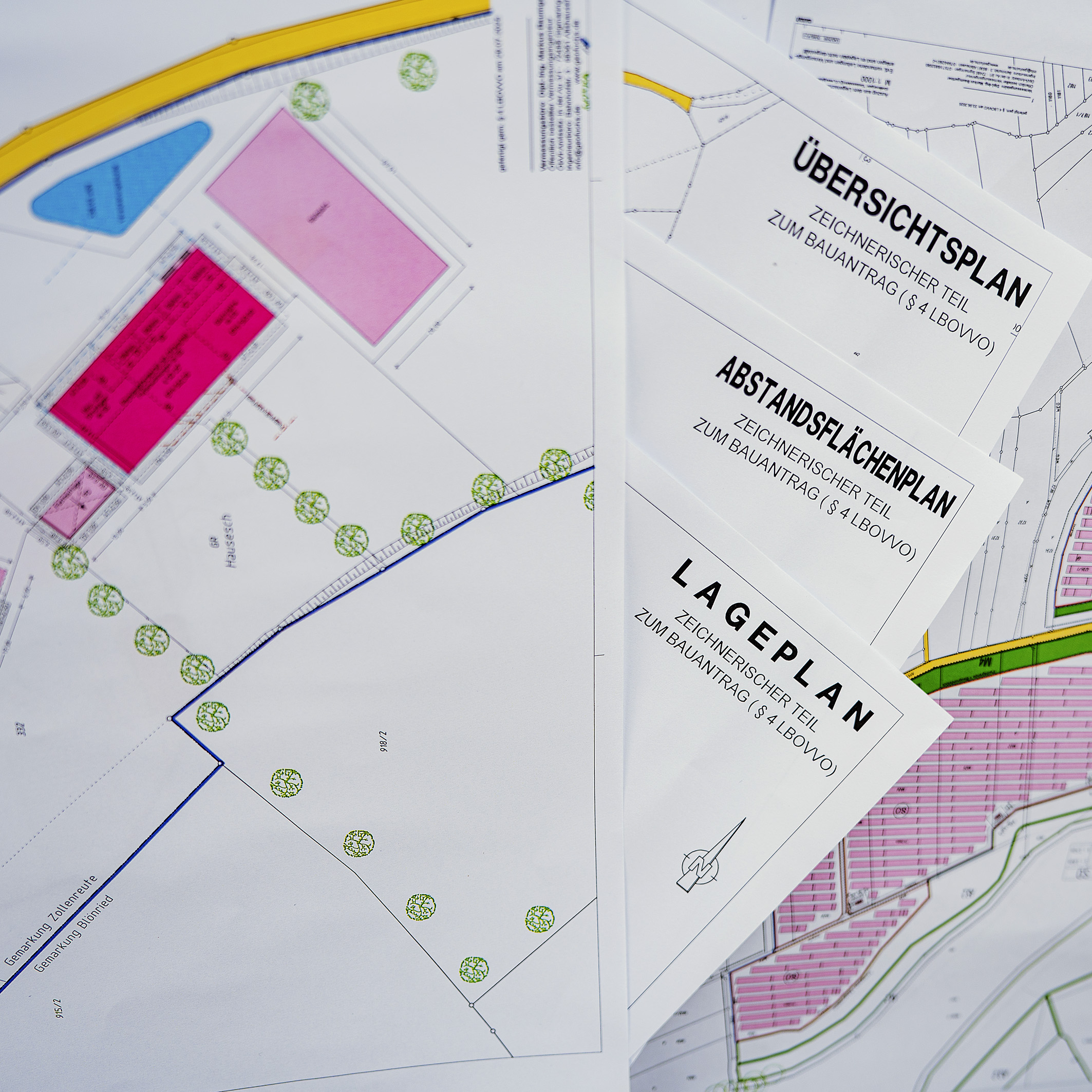 Stapel an Planausschnitten